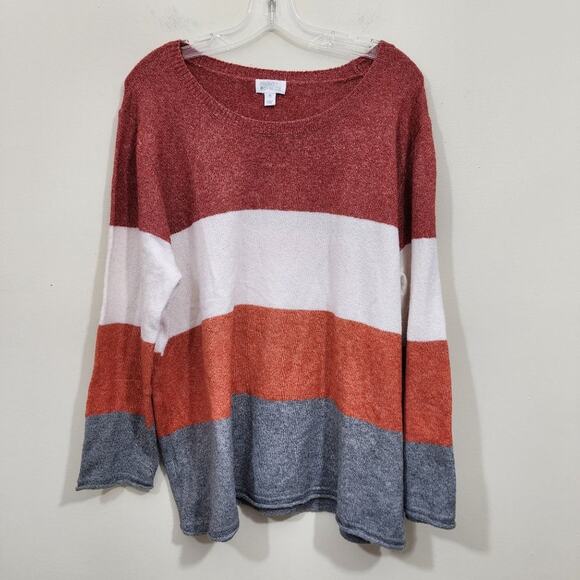 Lou & Grey super soft lightweight fall colors striped sweater woman's size 3XL - Picture 2 of 10